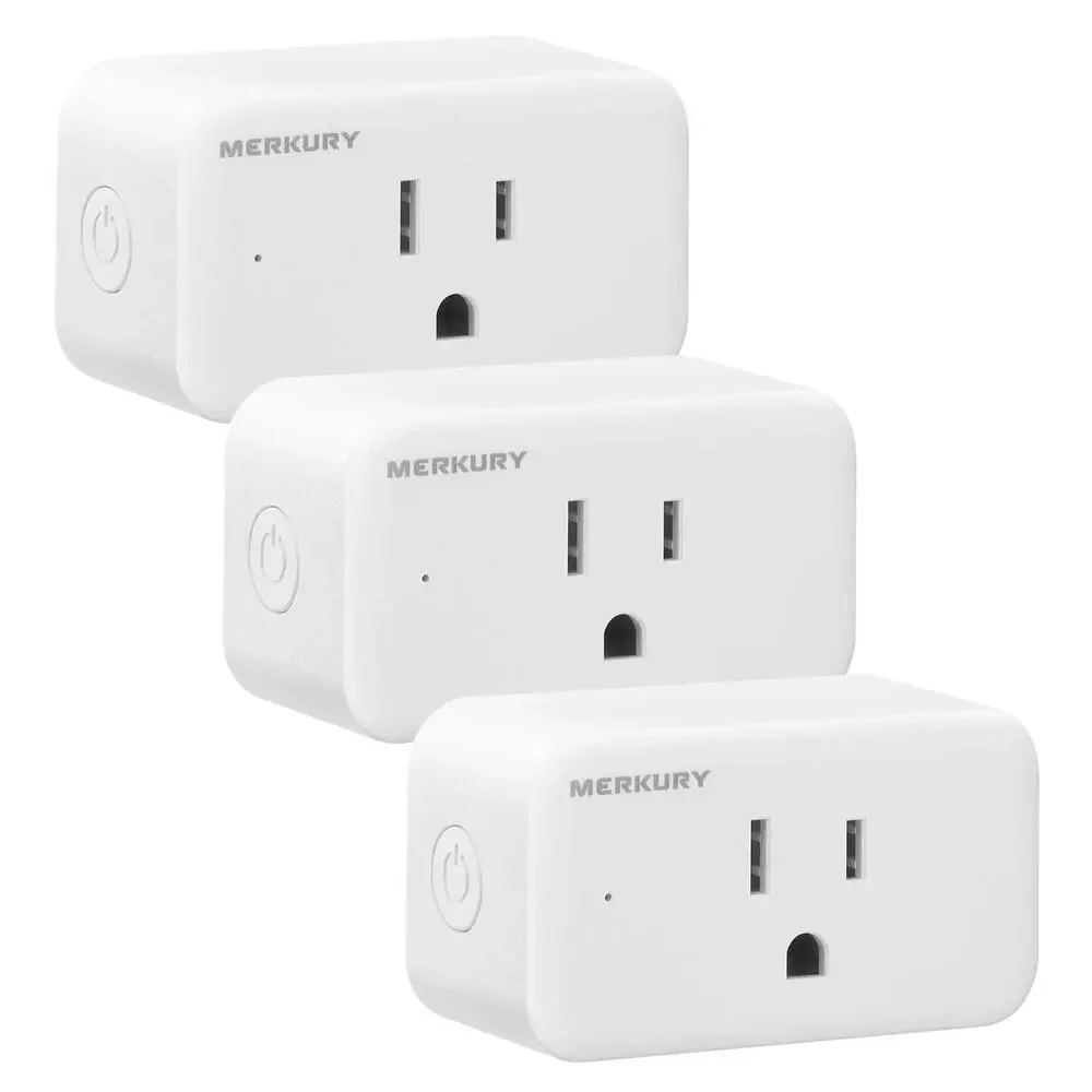 Merkury Smart Wi-Fi Plug, Compatible W Alexa & Google Assistant, 3 Pack, 15 Amp